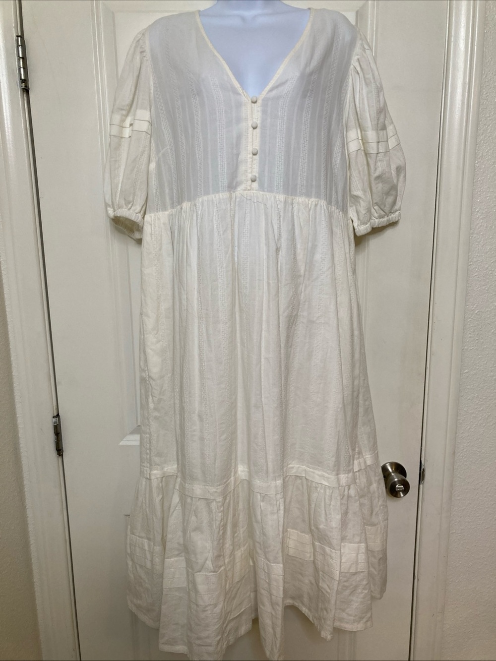 Universal Thread White Tiered Dress Puffed Sleeves Boho Prairie Cottagecore XL